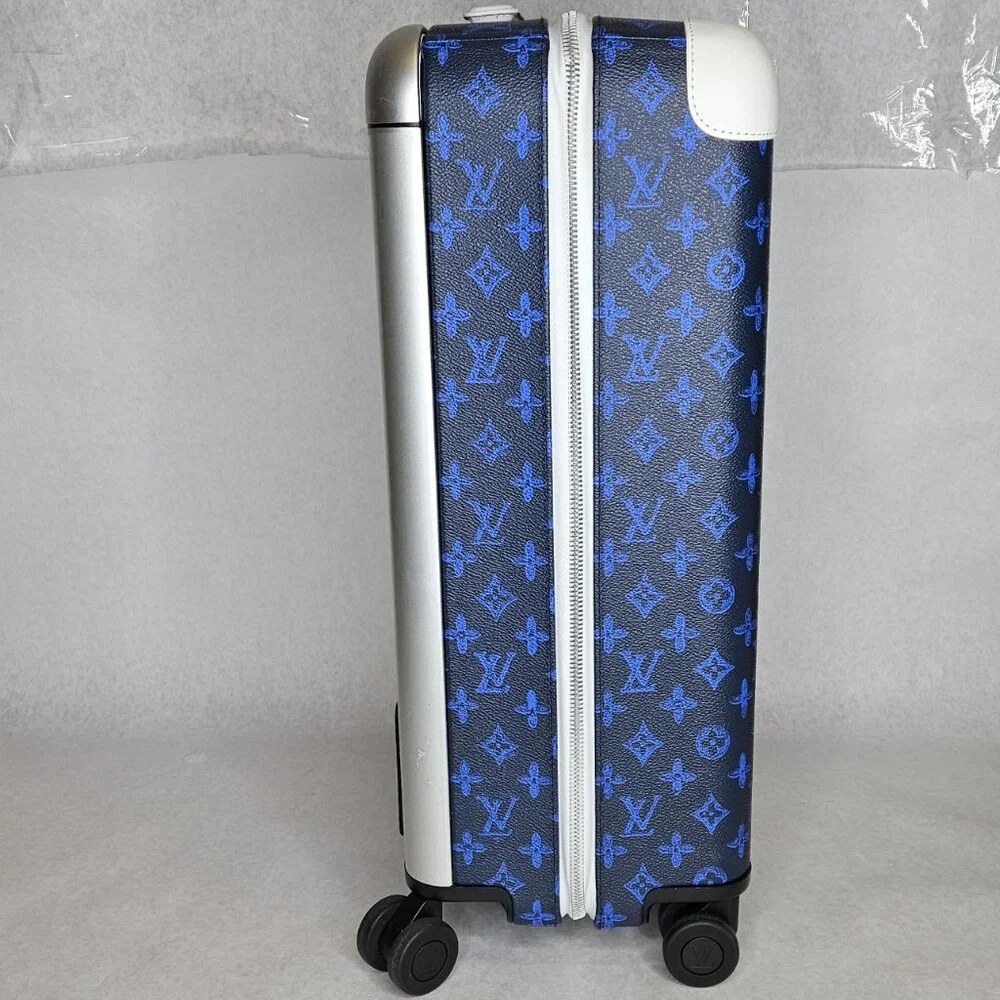 Louis Vuitton Blue Monogram Horizon 55 Rolling Suitcase Luggage Carry On Bag